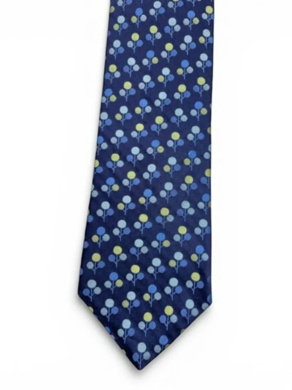 Ted Baker London Textured Blue Floral Berry Pattern Silk Tie Geometric